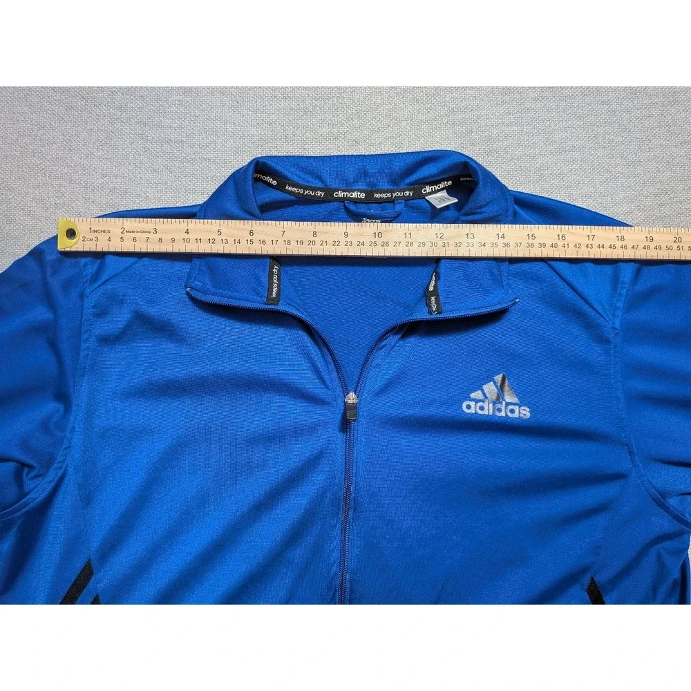 Adidas Climalite Track Jacket Mens L Royal Blue Black 3-Stripe Full Zip Gym